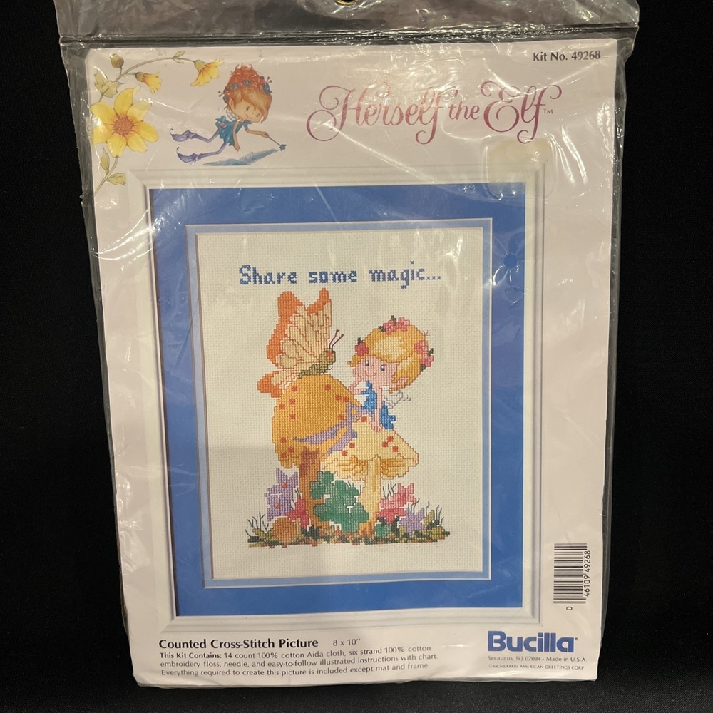 Bucilla "Share Some Magic" Counted Cross Stitch Fairy-Mushroom-Butterfly New